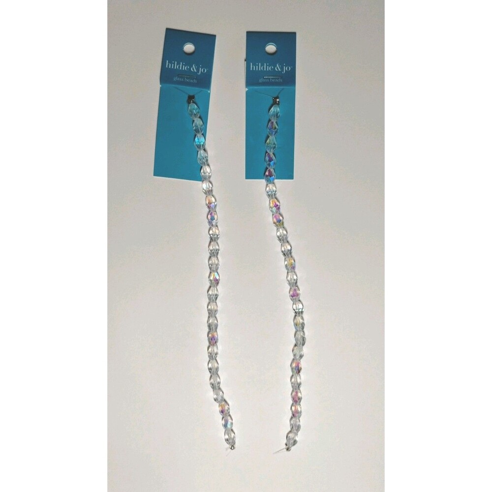 Hildie and Jo Faceted Bicone Shaped Glass Beads, 8mm Aurora Borealis, 2 Strands